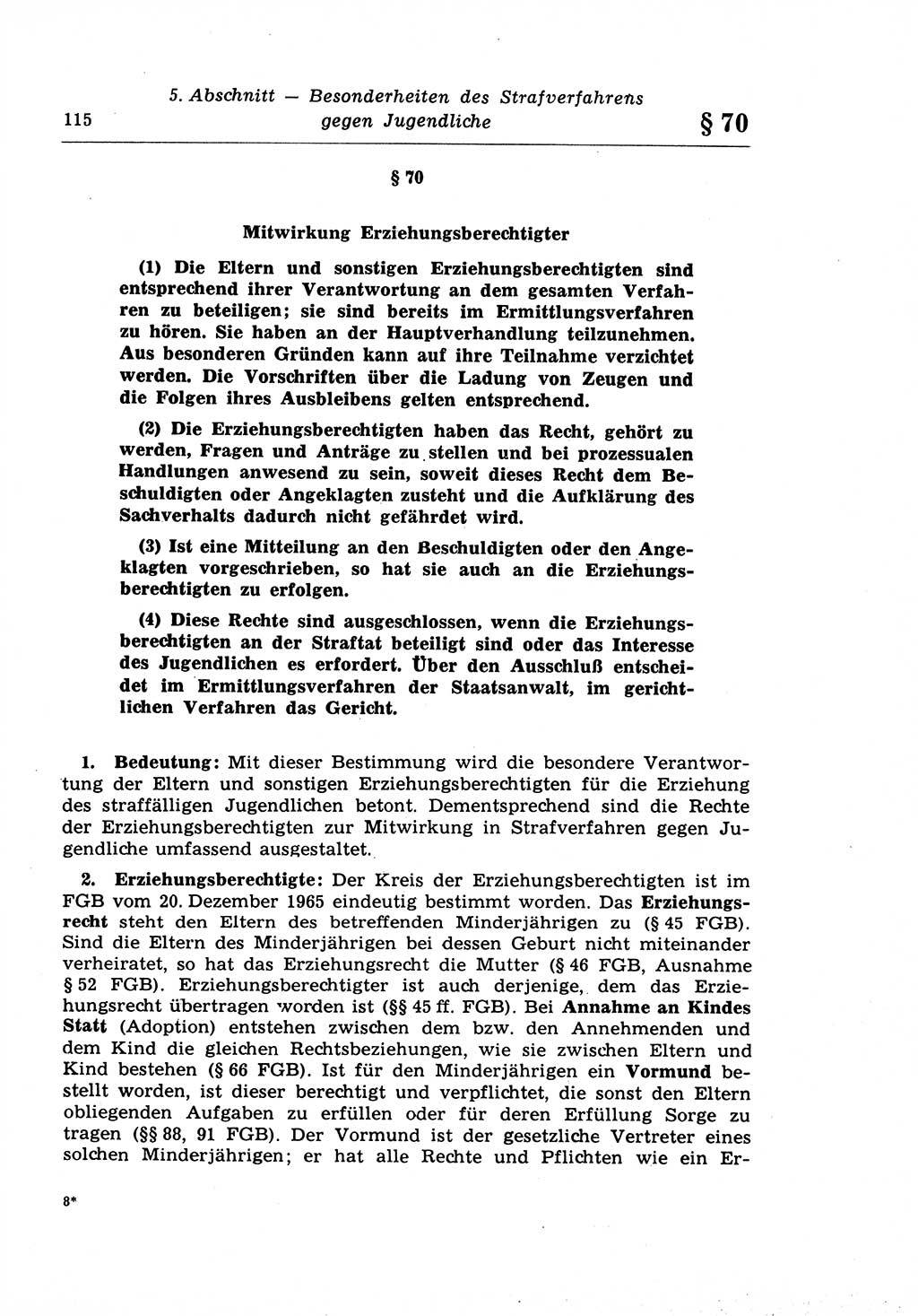 Strafprozeßrecht der DDR (Deutsche Demokratische Republik), Lehrkommentar zur Strafprozeßordnung (StPO) 1968, Seite 115 (Strafprozeßr. DDR Lehrkomm. StPO 19688, S. 115)