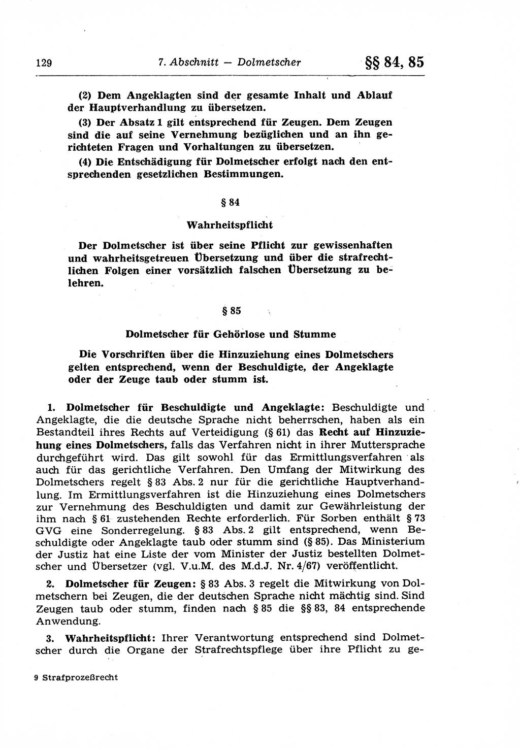 Strafprozeßrecht der DDR (Deutsche Demokratische Republik), Lehrkommentar zur Strafprozeßordnung (StPO) 1968, Seite 129 (Strafprozeßr. DDR Lehrkomm. StPO 19688, S. 129)