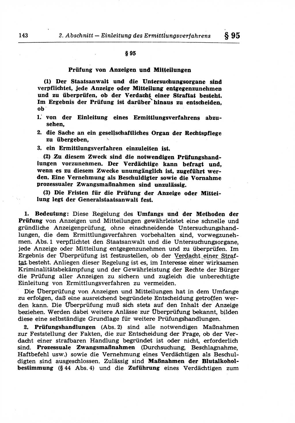 Strafprozeßrecht der DDR (Deutsche Demokratische Republik), Lehrkommentar zur Strafprozeßordnung (StPO) 1968, Seite 143 (Strafprozeßr. DDR Lehrkomm. StPO 19688, S. 143)
