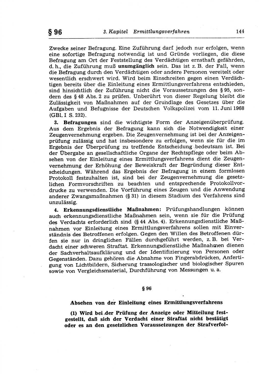 Strafprozeßrecht der DDR (Deutsche Demokratische Republik), Lehrkommentar zur Strafprozeßordnung (StPO) 1968, Seite 144 (Strafprozeßr. DDR Lehrkomm. StPO 19688, S. 144)