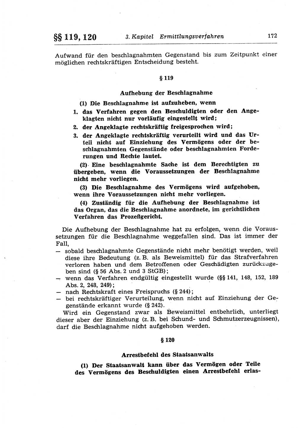 Strafprozeßrecht der DDR (Deutsche Demokratische Republik), Lehrkommentar zur Strafprozeßordnung (StPO) 1968, Seite 172 (Strafprozeßr. DDR Lehrkomm. StPO 19688, S. 172)