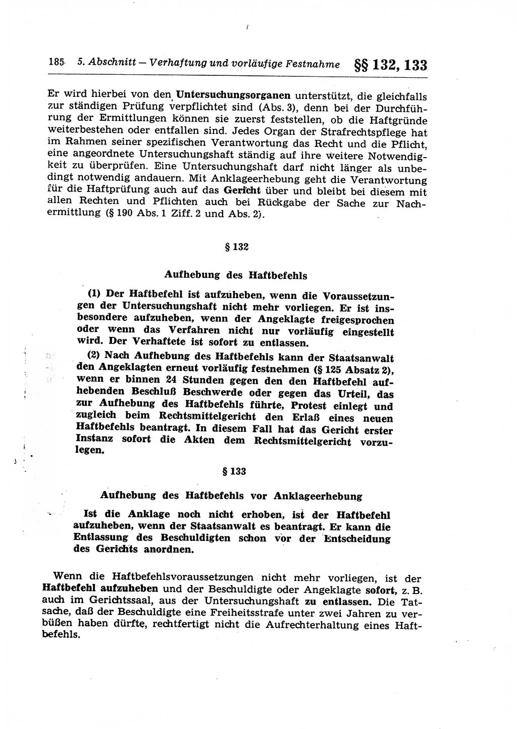 Strafprozeßrecht der DDR (Deutsche Demokratische Republik), Lehrkommentar zur Strafprozeßordnung (StPO) 1968, Seite 185 (Strafprozeßr. DDR Lehrkomm. StPO 19688, S. 185)