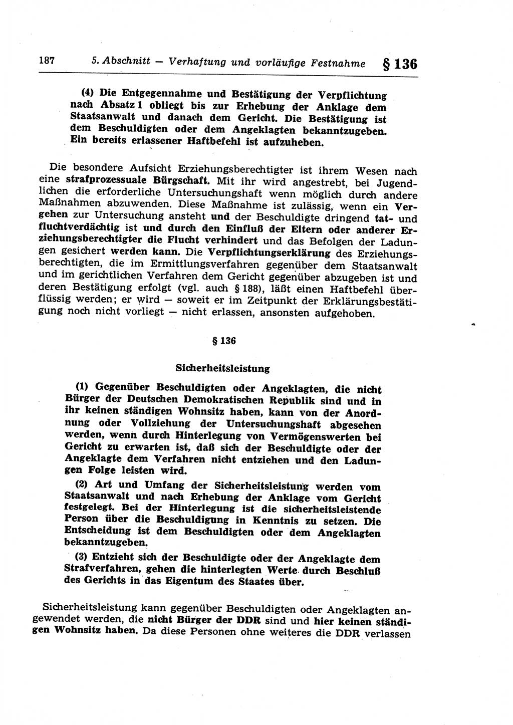 Strafprozeßrecht der DDR (Deutsche Demokratische Republik), Lehrkommentar zur Strafprozeßordnung (StPO) 1968, Seite 187 (Strafprozeßr. DDR Lehrkomm. StPO 19688, S. 187)