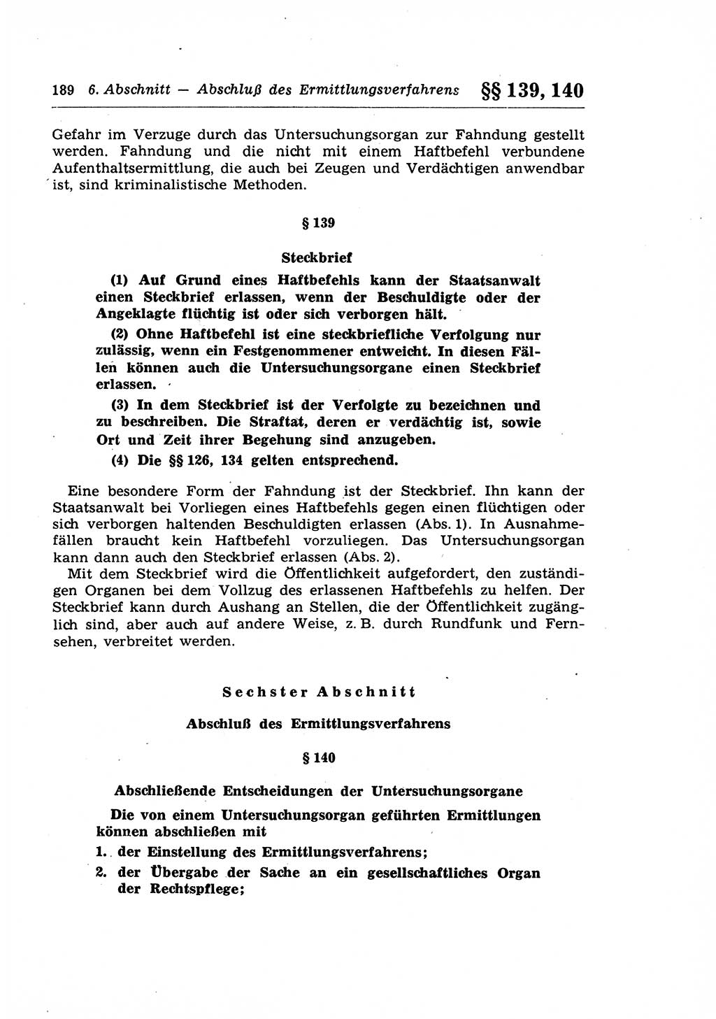 Strafprozeßrecht der DDR (Deutsche Demokratische Republik), Lehrkommentar zur Strafprozeßordnung (StPO) 1968, Seite 189 (Strafprozeßr. DDR Lehrkomm. StPO 19688, S. 189)