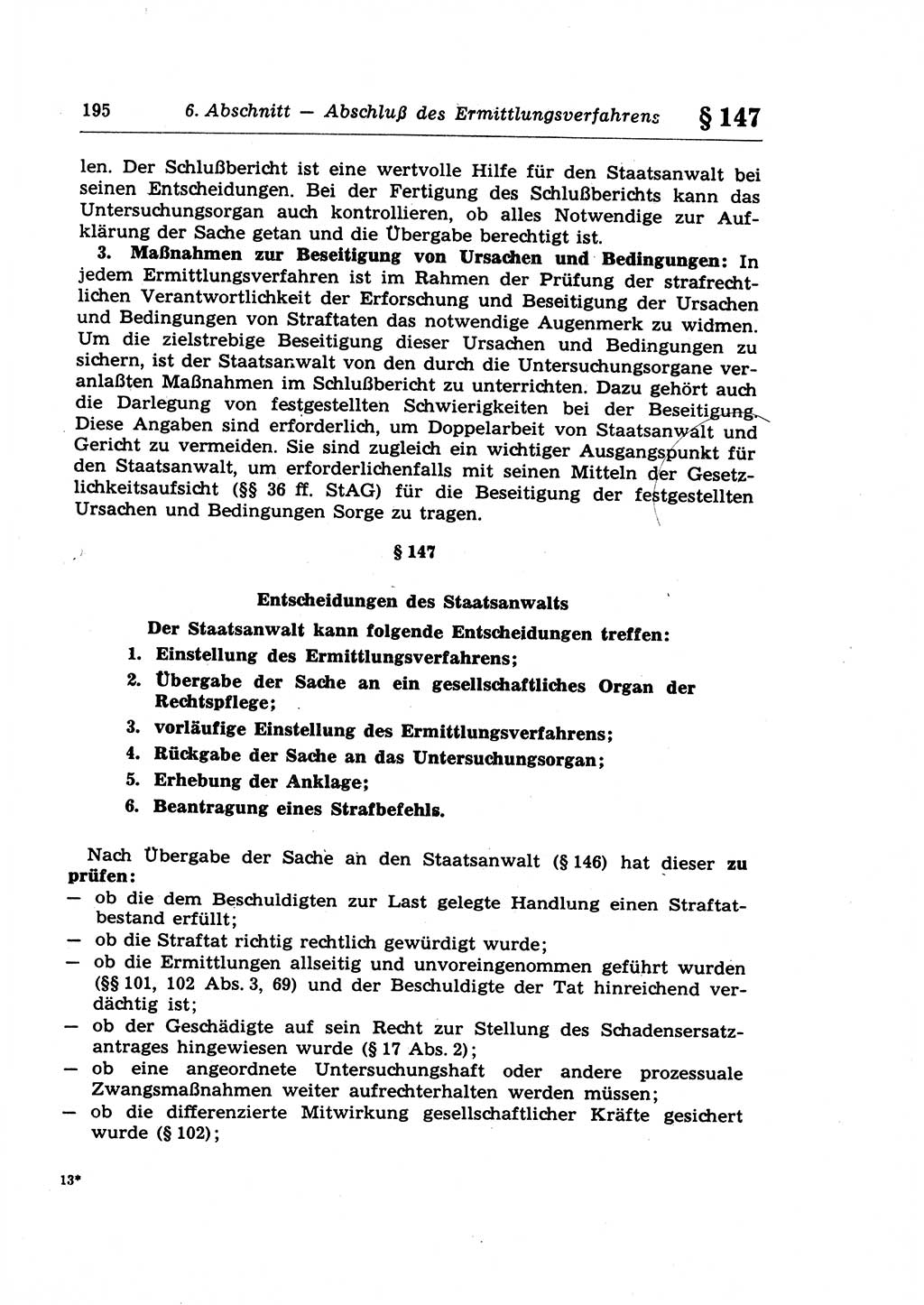Strafprozeßrecht der DDR (Deutsche Demokratische Republik), Lehrkommentar zur Strafprozeßordnung (StPO) 1968, Seite 195 (Strafprozeßr. DDR Lehrkomm. StPO 19688, S. 195)