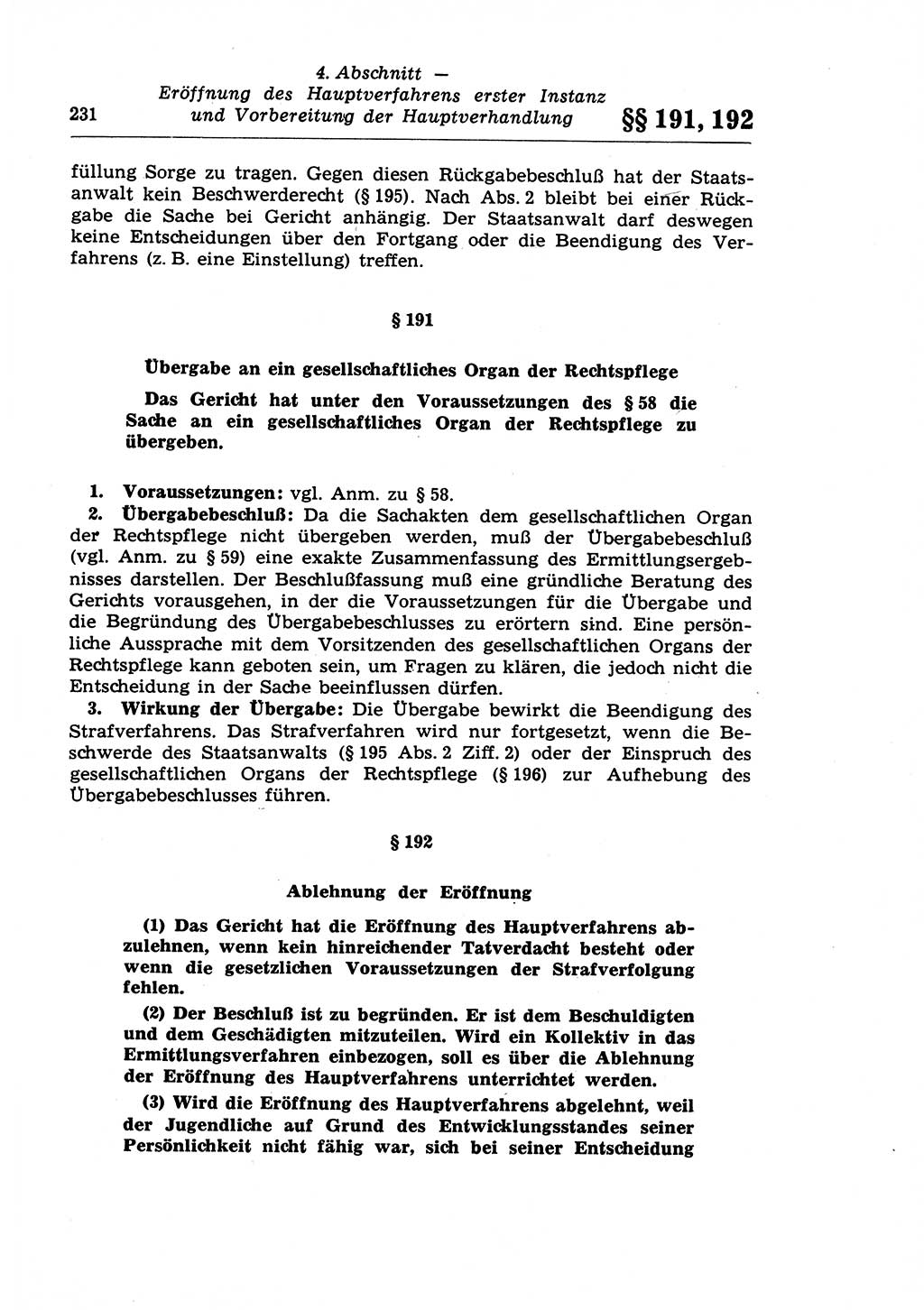 Strafprozeßrecht der DDR (Deutsche Demokratische Republik), Lehrkommentar zur Strafprozeßordnung (StPO) 1968, Seite 231 (Strafprozeßr. DDR Lehrkomm. StPO 19688, S. 231)