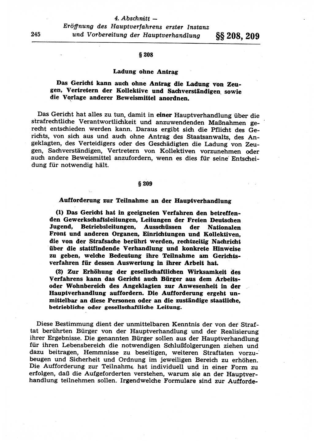 Strafprozeßrecht der DDR (Deutsche Demokratische Republik), Lehrkommentar zur Strafprozeßordnung (StPO) 1968, Seite 245 (Strafprozeßr. DDR Lehrkomm. StPO 19688, S. 245)