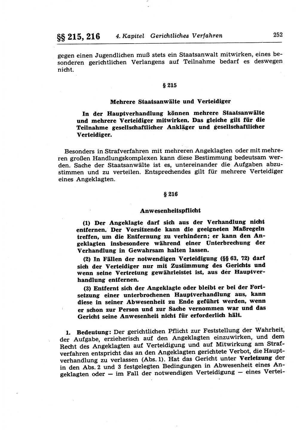 Strafprozeßrecht der DDR (Deutsche Demokratische Republik), Lehrkommentar zur Strafprozeßordnung (StPO) 1968, Seite 252 (Strafprozeßr. DDR Lehrkomm. StPO 19688, S. 252)