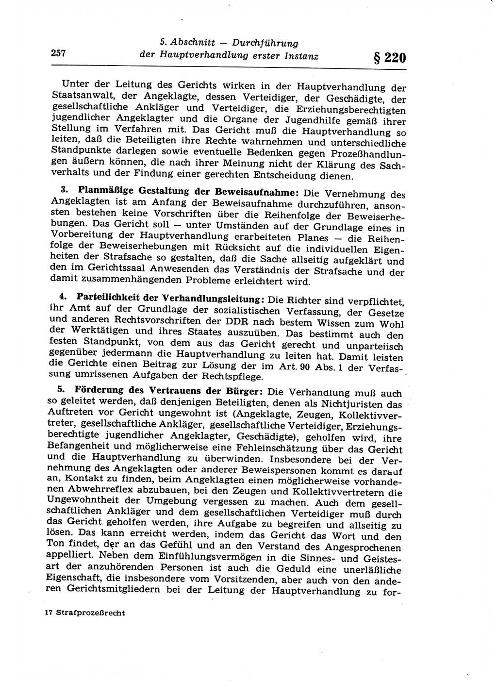 Strafprozeßrecht der DDR (Deutsche Demokratische Republik), Lehrkommentar zur Strafprozeßordnung (StPO) 1968, Seite 257 (Strafprozeßr. DDR Lehrkomm. StPO 19688, S. 257)