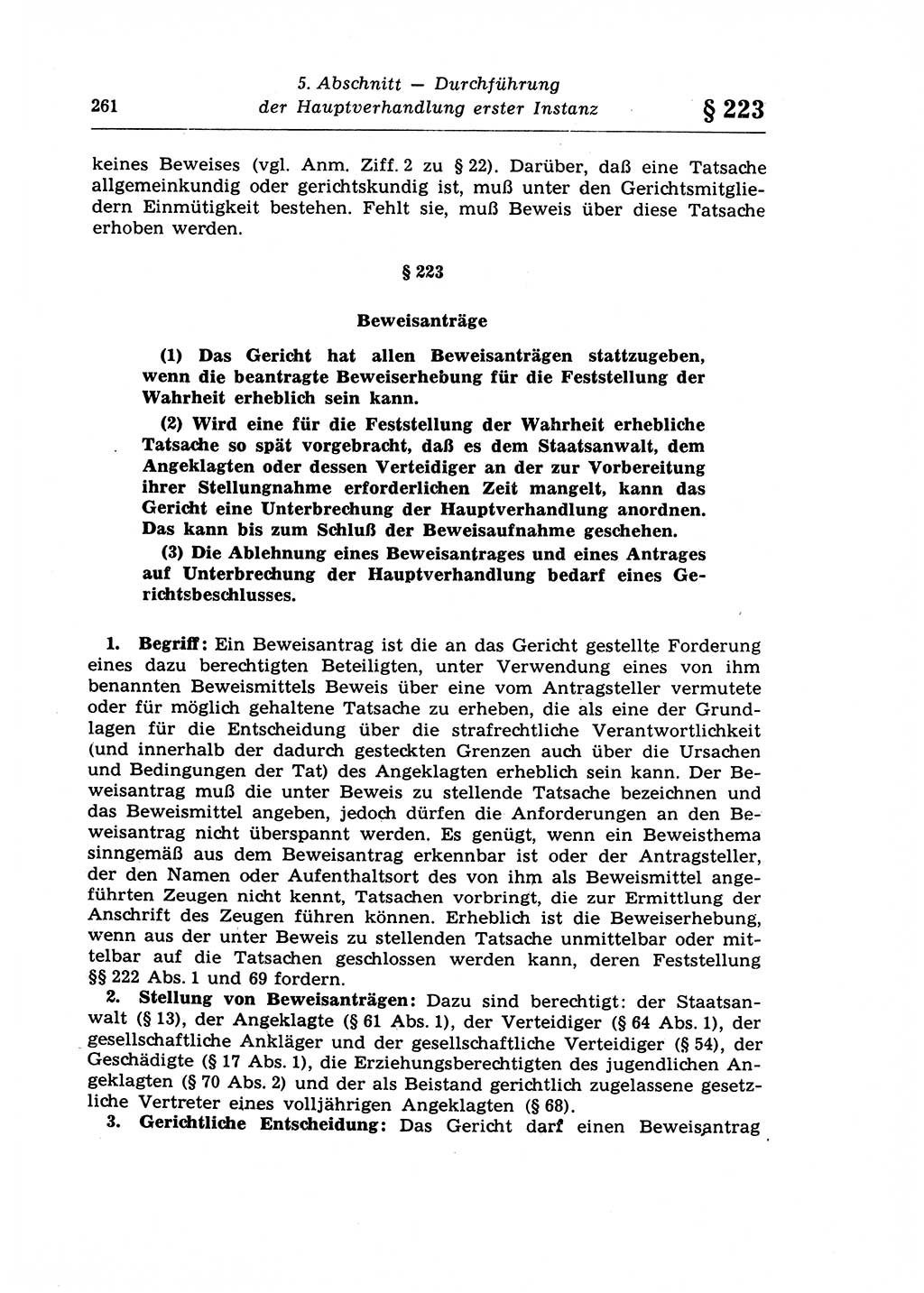 Strafprozeßrecht der DDR (Deutsche Demokratische Republik), Lehrkommentar zur Strafprozeßordnung (StPO) 1968, Seite 261 (Strafprozeßr. DDR Lehrkomm. StPO 19688, S. 261)