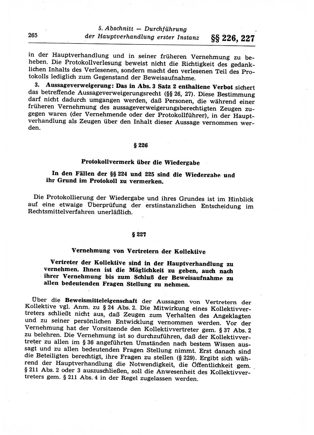 Strafprozeßrecht der DDR (Deutsche Demokratische Republik), Lehrkommentar zur Strafprozeßordnung (StPO) 1968, Seite 265 (Strafprozeßr. DDR Lehrkomm. StPO 19688, S. 265)