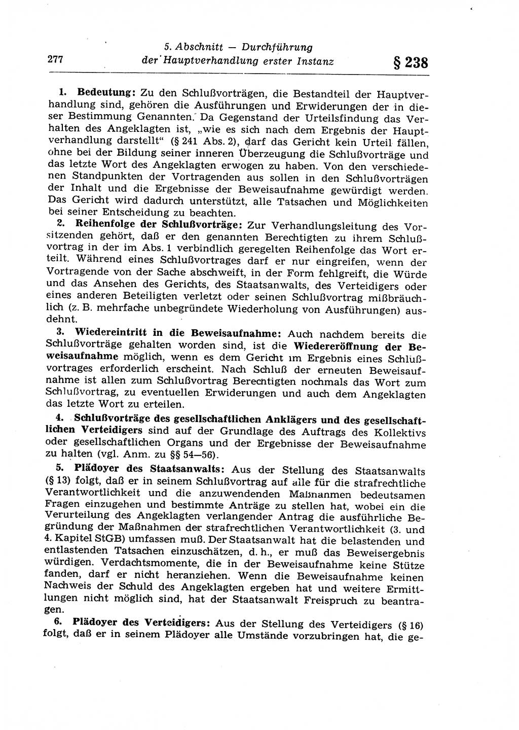 Strafprozeßrecht der DDR (Deutsche Demokratische Republik), Lehrkommentar zur Strafprozeßordnung (StPO) 1968, Seite 277 (Strafprozeßr. DDR Lehrkomm. StPO 19688, S. 277)