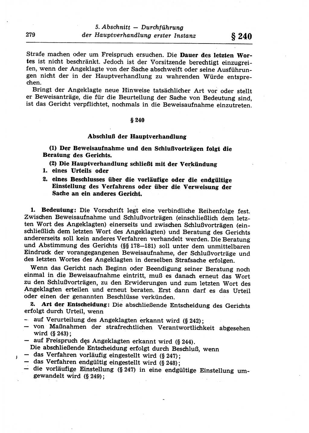 Strafprozeßrecht der DDR (Deutsche Demokratische Republik), Lehrkommentar zur Strafprozeßordnung (StPO) 1968, Seite 279 (Strafprozeßr. DDR Lehrkomm. StPO 19688, S. 279)