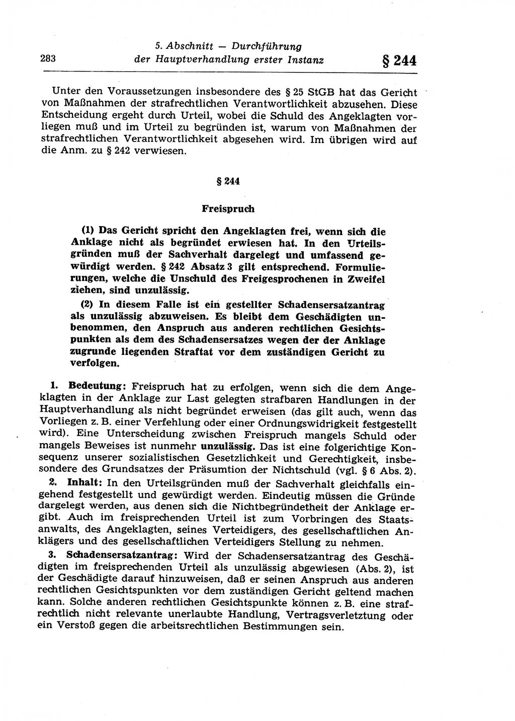 Strafprozeßrecht der DDR (Deutsche Demokratische Republik), Lehrkommentar zur Strafprozeßordnung (StPO) 1968, Seite 283 (Strafprozeßr. DDR Lehrkomm. StPO 19688, S. 283)