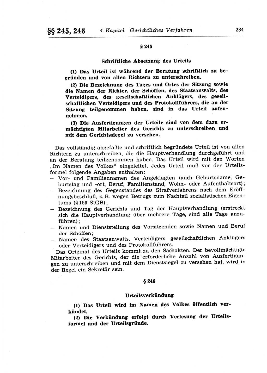 Strafprozeßrecht der DDR (Deutsche Demokratische Republik), Lehrkommentar zur Strafprozeßordnung (StPO) 1968, Seite 284 (Strafprozeßr. DDR Lehrkomm. StPO 19688, S. 284)