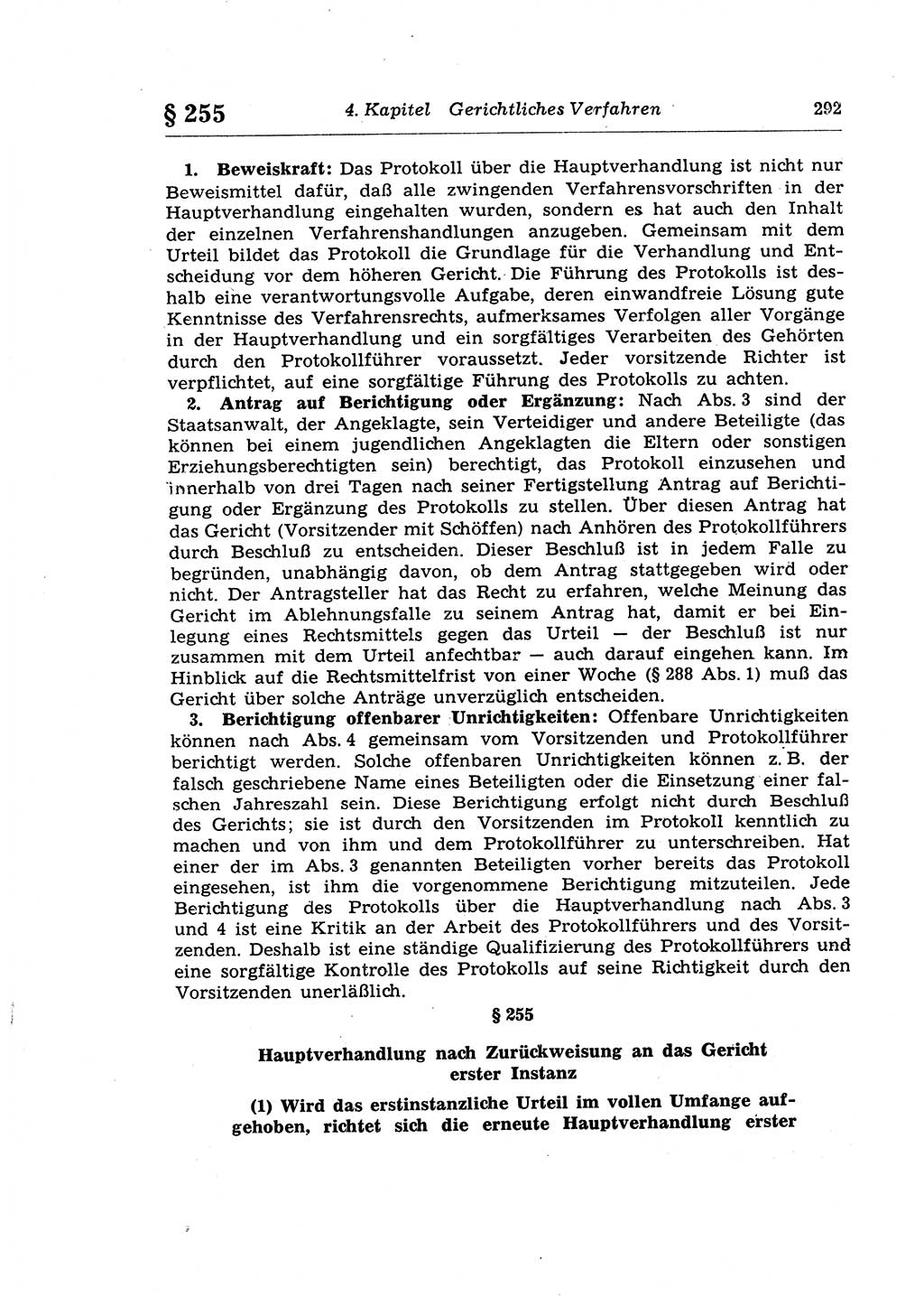 Strafprozeßrecht der DDR (Deutsche Demokratische Republik), Lehrkommentar zur Strafprozeßordnung (StPO) 1968, Seite 292 (Strafprozeßr. DDR Lehrkomm. StPO 19688, S. 292)