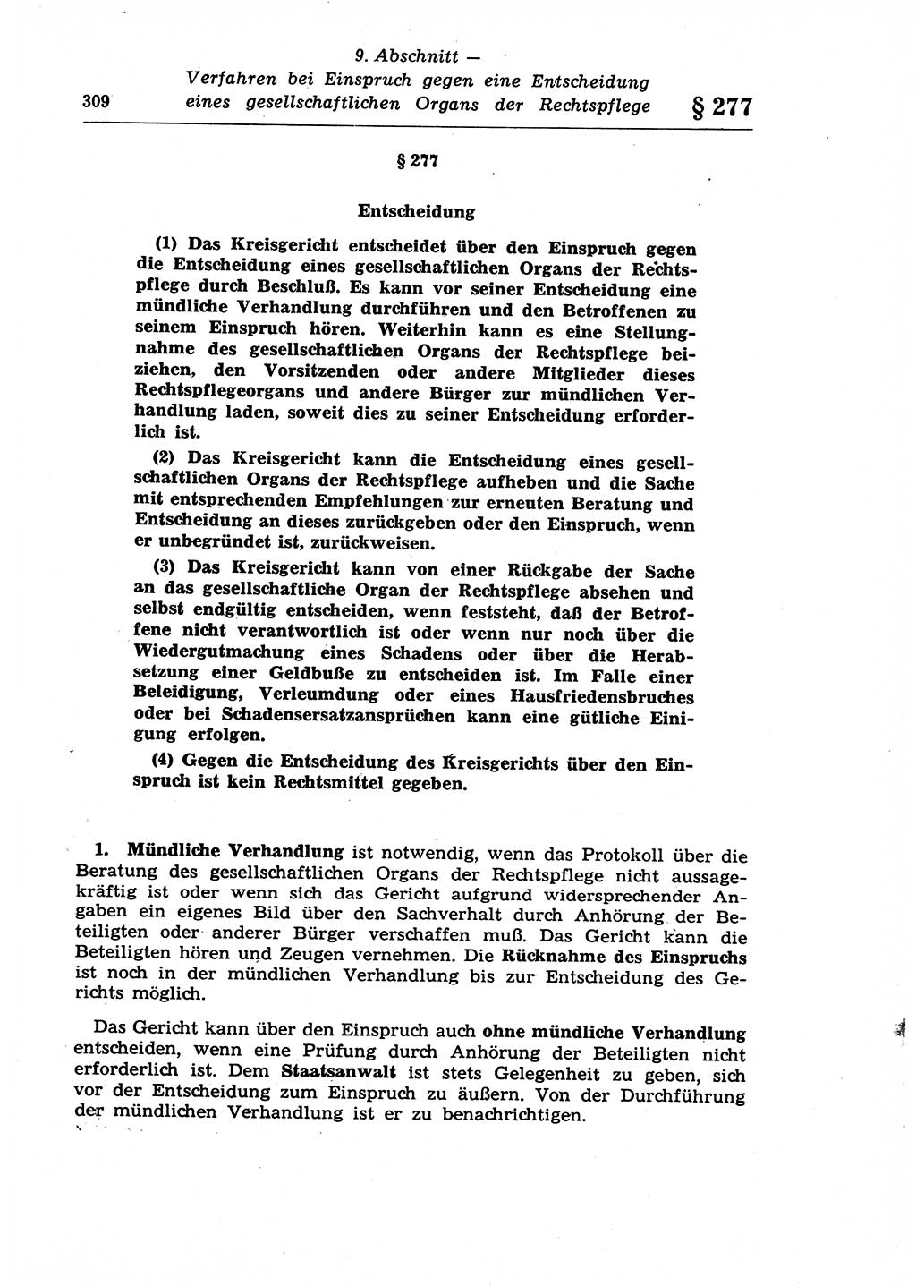 Strafprozeßrecht der DDR (Deutsche Demokratische Republik), Lehrkommentar zur Strafprozeßordnung (StPO) 1968, Seite 309 (Strafprozeßr. DDR Lehrkomm. StPO 19688, S. 309)