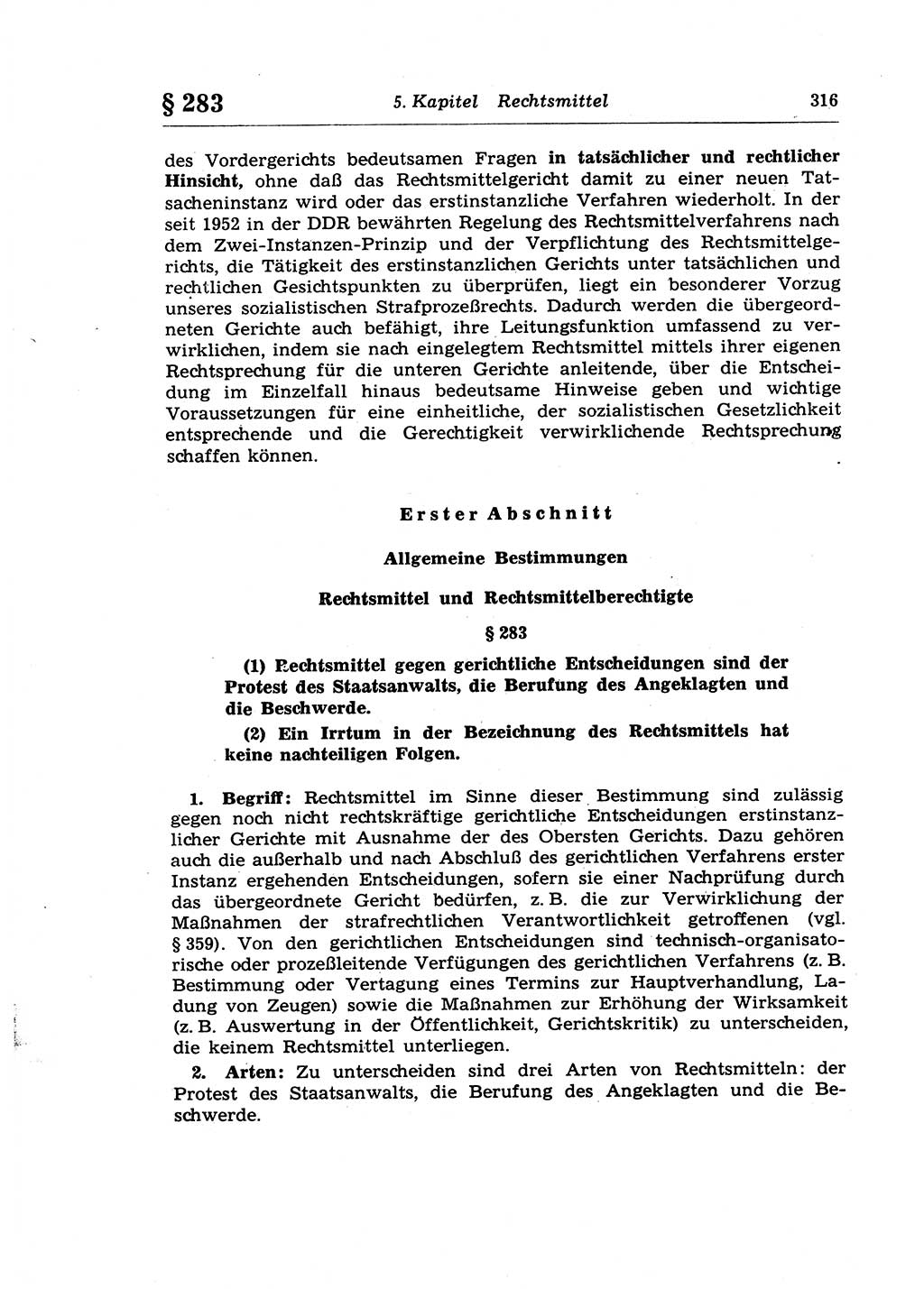 Strafprozeßrecht der DDR (Deutsche Demokratische Republik), Lehrkommentar zur Strafprozeßordnung (StPO) 1968, Seite 316 (Strafprozeßr. DDR Lehrkomm. StPO 19688, S. 316)