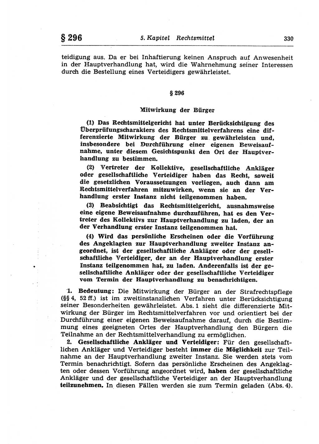 Strafprozeßrecht der DDR (Deutsche Demokratische Republik), Lehrkommentar zur Strafprozeßordnung (StPO) 1968, Seite 330 (Strafprozeßr. DDR Lehrkomm. StPO 19688, S. 330)