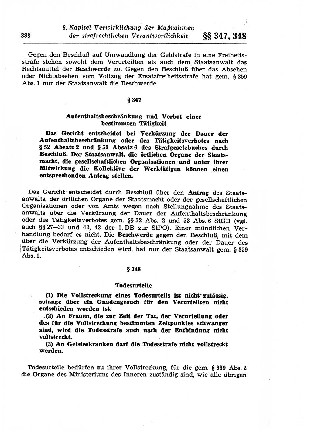 Strafprozeßrecht der DDR (Deutsche Demokratische Republik), Lehrkommentar zur Strafprozeßordnung (StPO) 1968, Seite 383 (Strafprozeßr. DDR Lehrkomm. StPO 19688, S. 383)