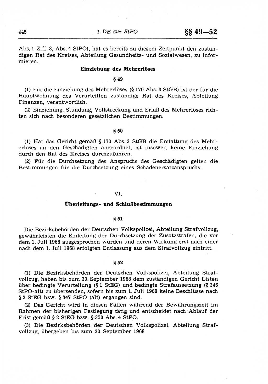 Strafprozeßrecht der DDR (Deutsche Demokratische Republik), Lehrkommentar zur Strafprozeßordnung (StPO) 1968, Seite 445 (Strafprozeßr. DDR Lehrkomm. StPO 19688, S. 445)