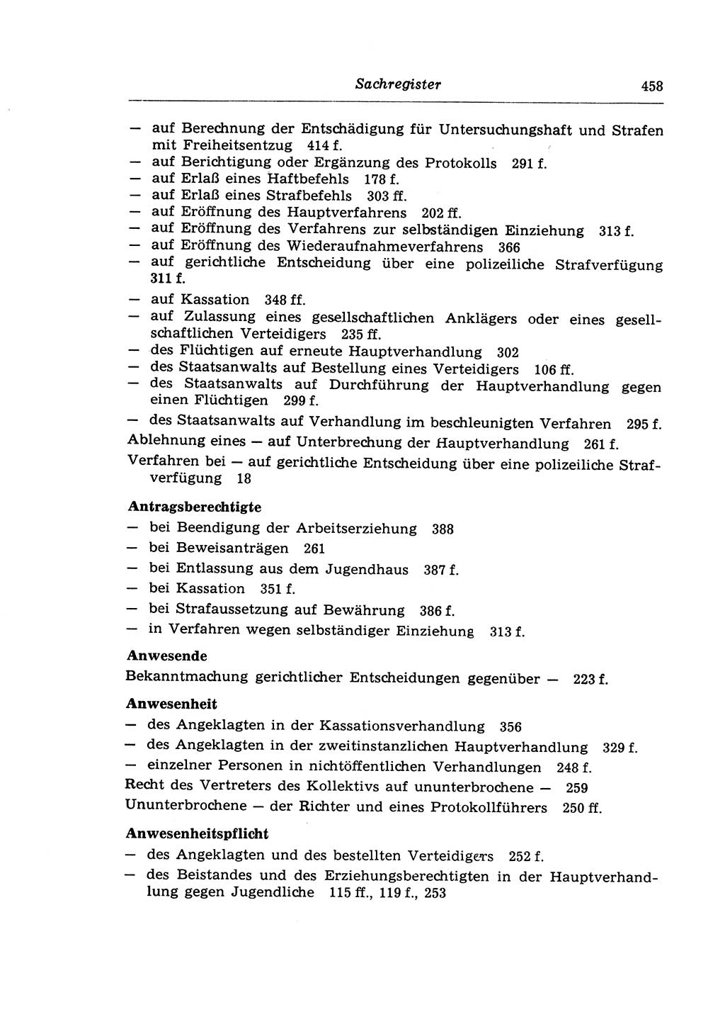Strafprozeßrecht der DDR (Deutsche Demokratische Republik), Lehrkommentar zur Strafprozeßordnung (StPO) 1968, Seite 458 (Strafprozeßr. DDR Lehrkomm. StPO 19688, S. 458)