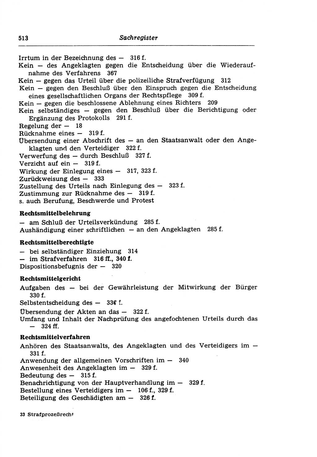 Strafprozeßrecht der DDR (Deutsche Demokratische Republik), Lehrkommentar zur Strafprozeßordnung (StPO) 1968, Seite 513 (Strafprozeßr. DDR Lehrkomm. StPO 19688, S. 513)