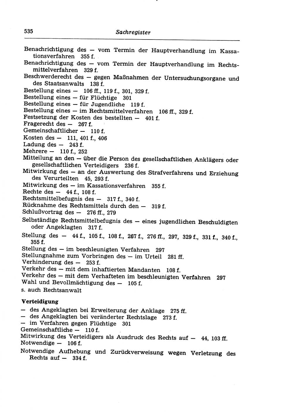 Strafprozeßrecht der DDR (Deutsche Demokratische Republik), Lehrkommentar zur Strafprozeßordnung (StPO) 1968, Seite 535 (Strafprozeßr. DDR Lehrkomm. StPO 19688, S. 535)