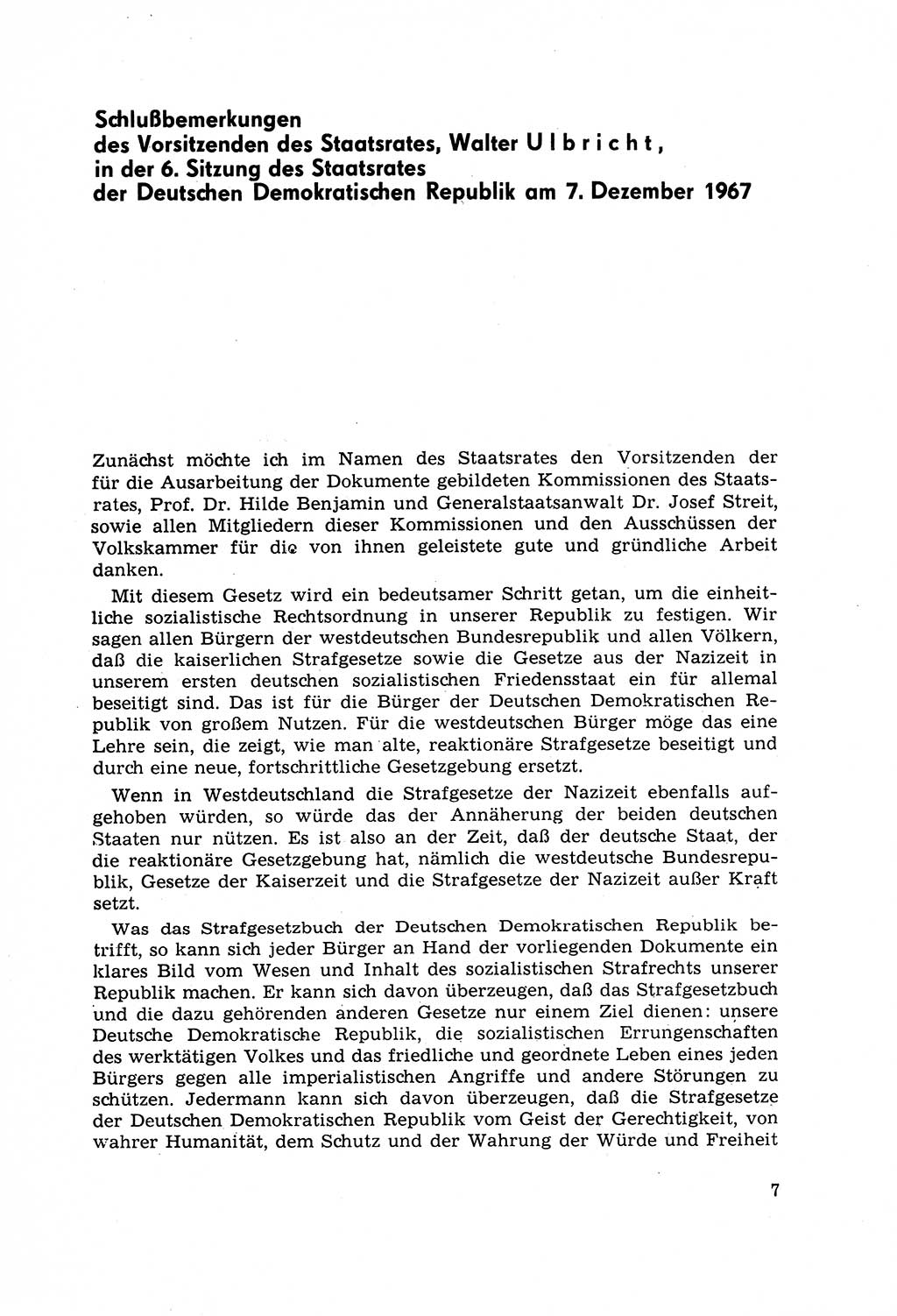 Strafrecht [Deutsche Demokratische Republik (DDR)] 1968, Seite 7 (Strafr. DDR 1968, S. 7)