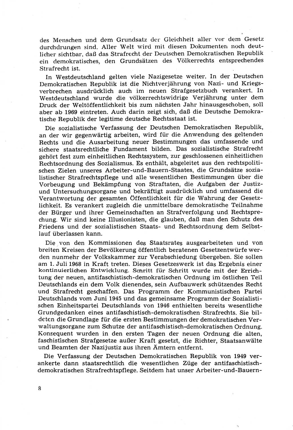 Strafrecht [Deutsche Demokratische Republik (DDR)] 1968, Seite 8 (Strafr. DDR 1968, S. 8)