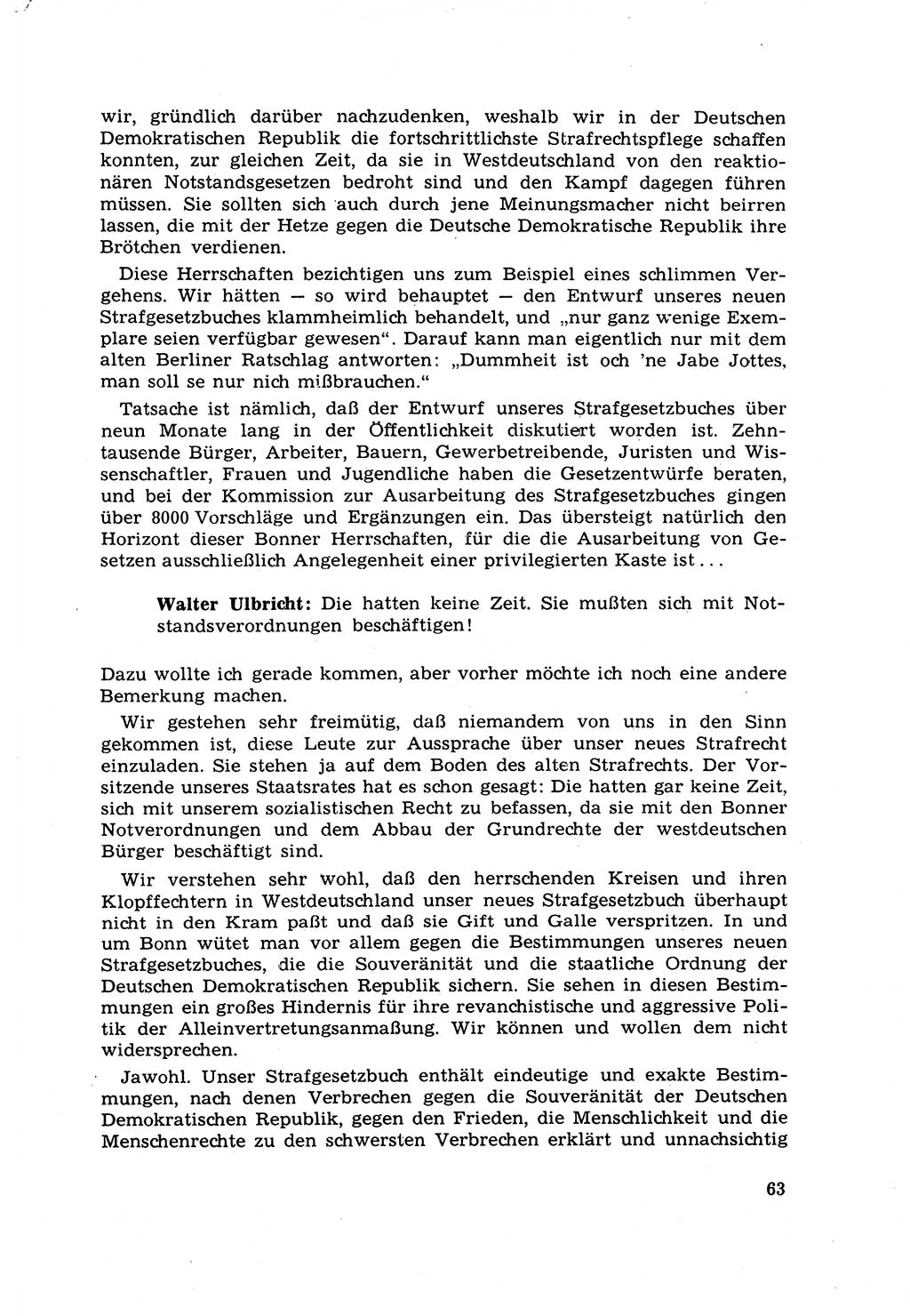 Strafrecht [Deutsche Demokratische Republik (DDR)] 1968, Seite 63 (Strafr. DDR 1968, S. 63)