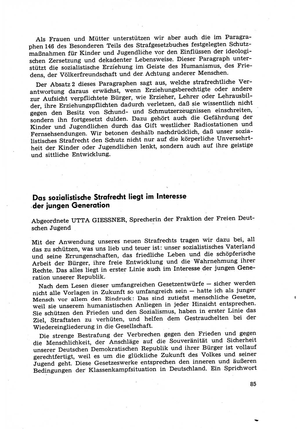 Strafrecht [Deutsche Demokratische Republik (DDR)] 1968, Seite 85 (Strafr. DDR 1968, S. 85)