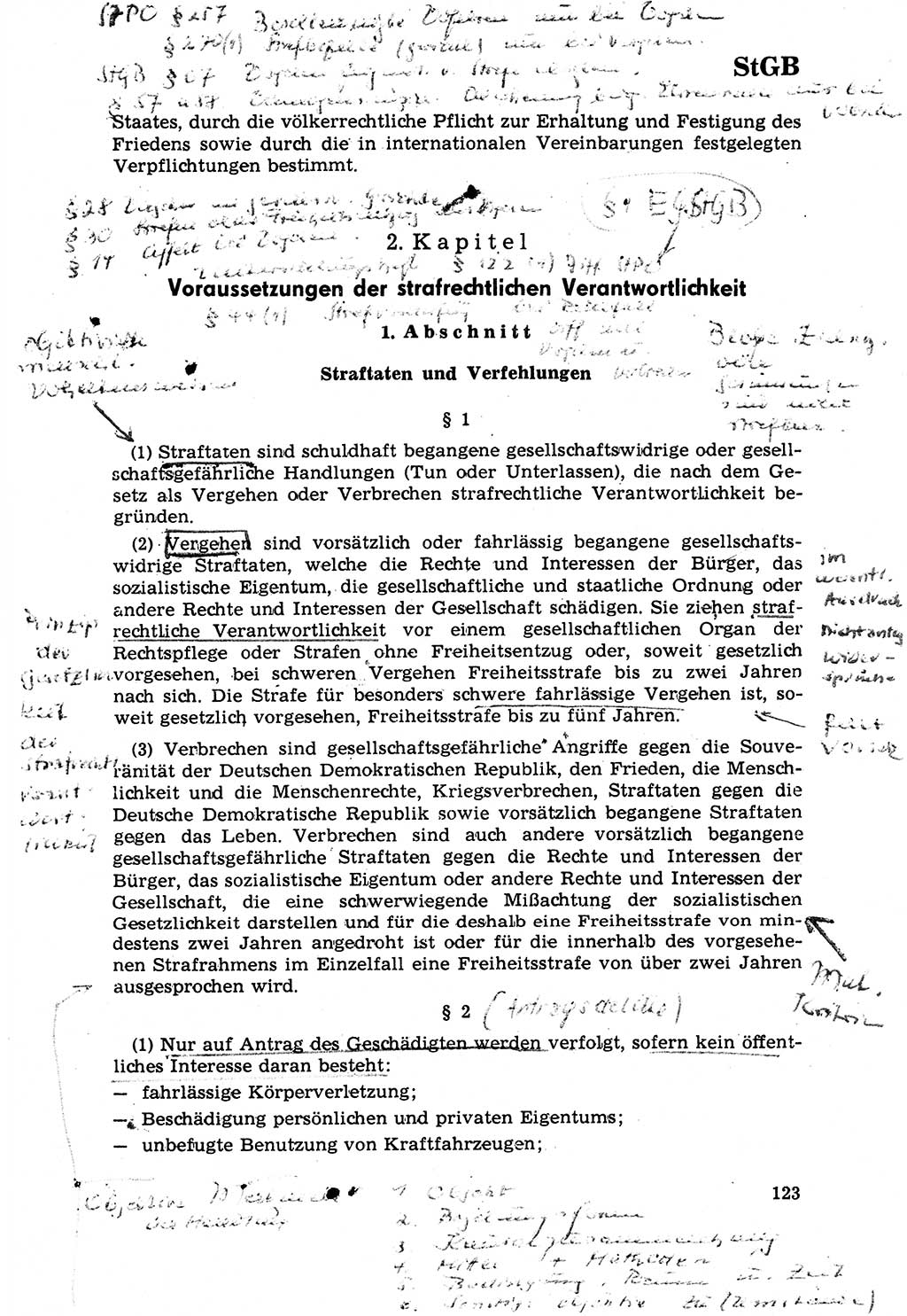 Strafrecht [Deutsche Demokratische Republik (DDR)] 1968, Seite 123 (Strafr. DDR 1968, S. 123)