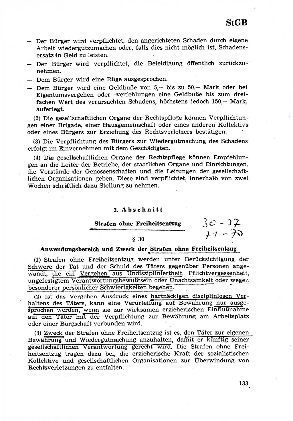 Strafrecht [Deutsche Demokratische Republik (DDR)] 1968, Seite 133 (Strafr. DDR 1968, S. 133)