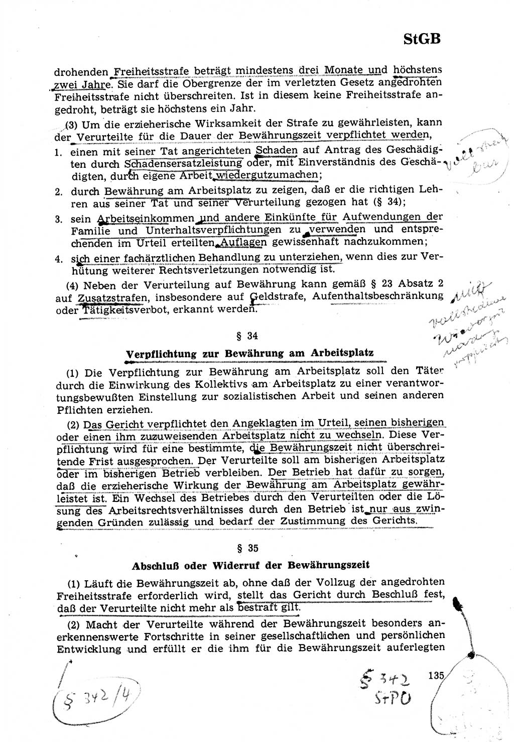 Strafrecht [Deutsche Demokratische Republik (DDR)] 1968, Seite 135 (Strafr. DDR 1968, S. 135)