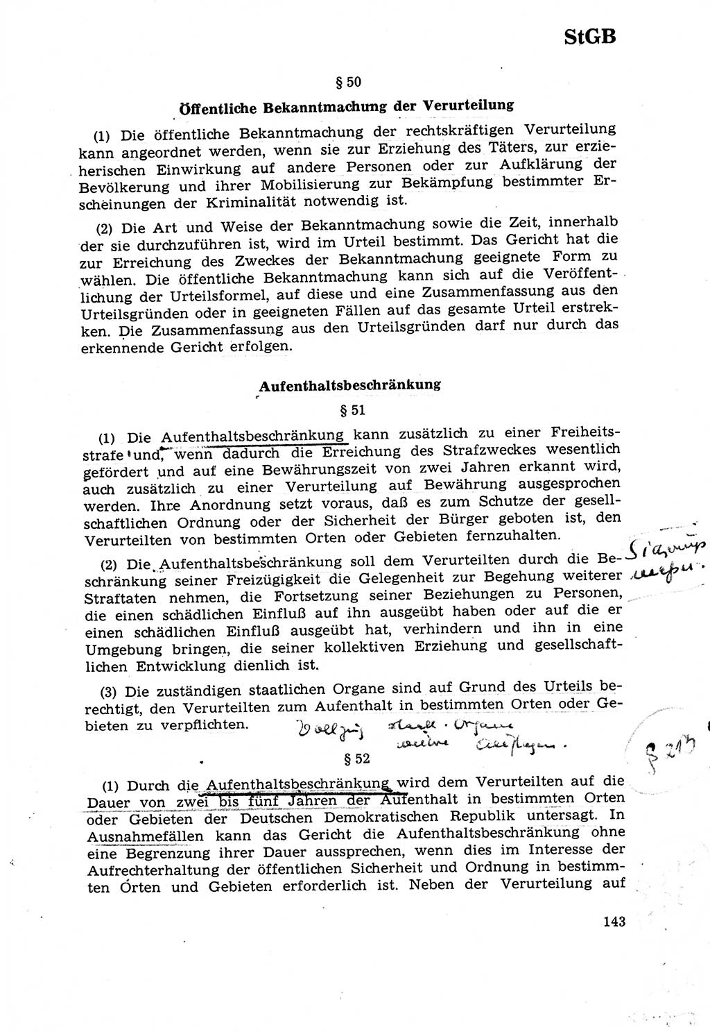 Strafrecht [Deutsche Demokratische Republik (DDR)] 1968, Seite 143 (Strafr. DDR 1968, S. 143)