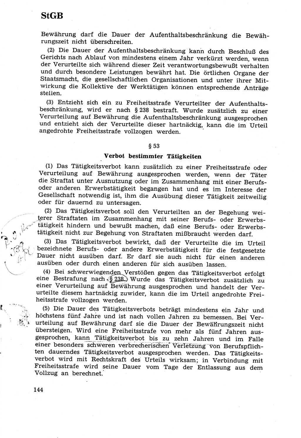 Strafrecht [Deutsche Demokratische Republik (DDR)] 1968, Seite 144 (Strafr. DDR 1968, S. 144)