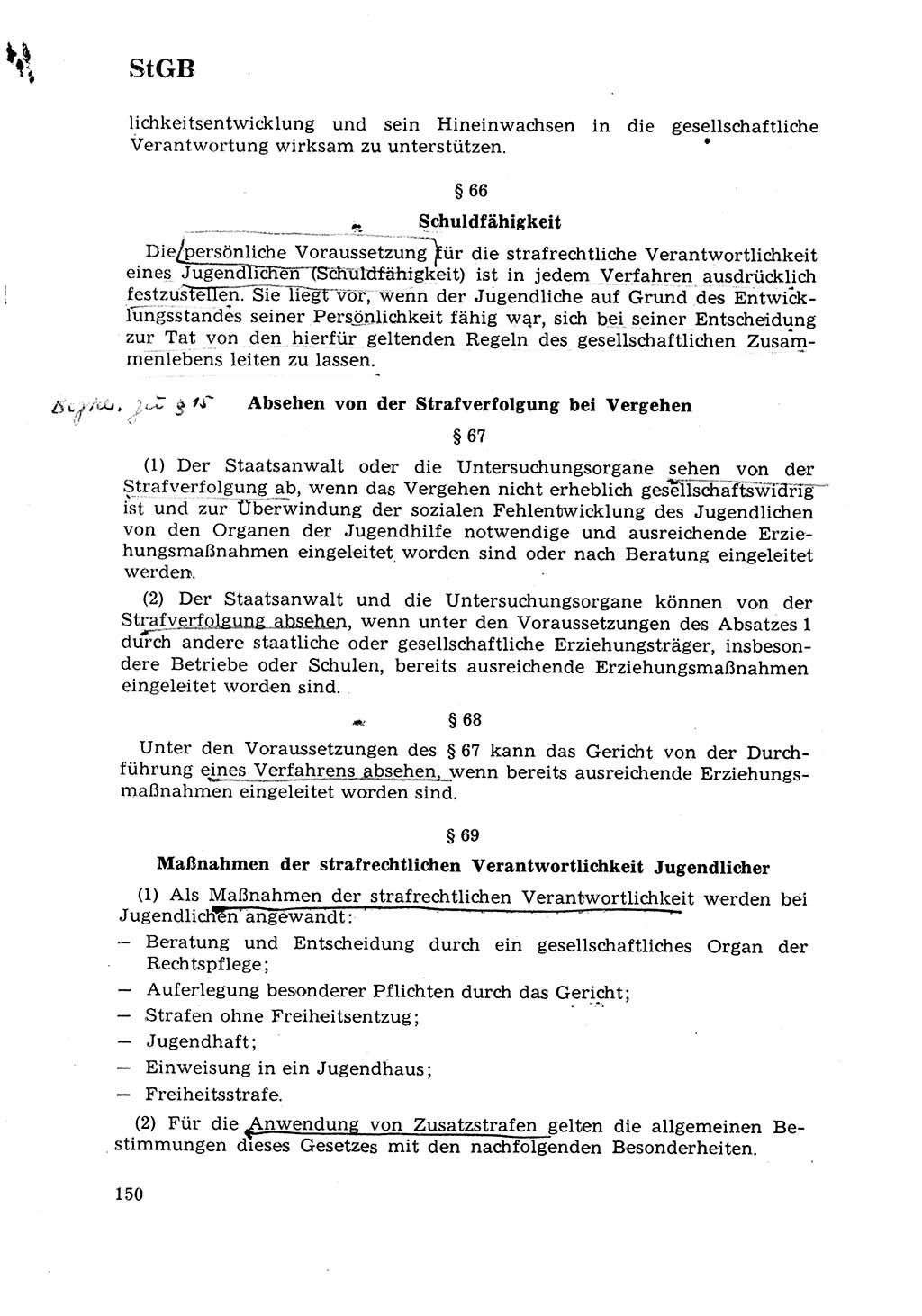 Strafrecht [Deutsche Demokratische Republik (DDR)] 1968, Seite 150 (Strafr. DDR 1968, S. 150)