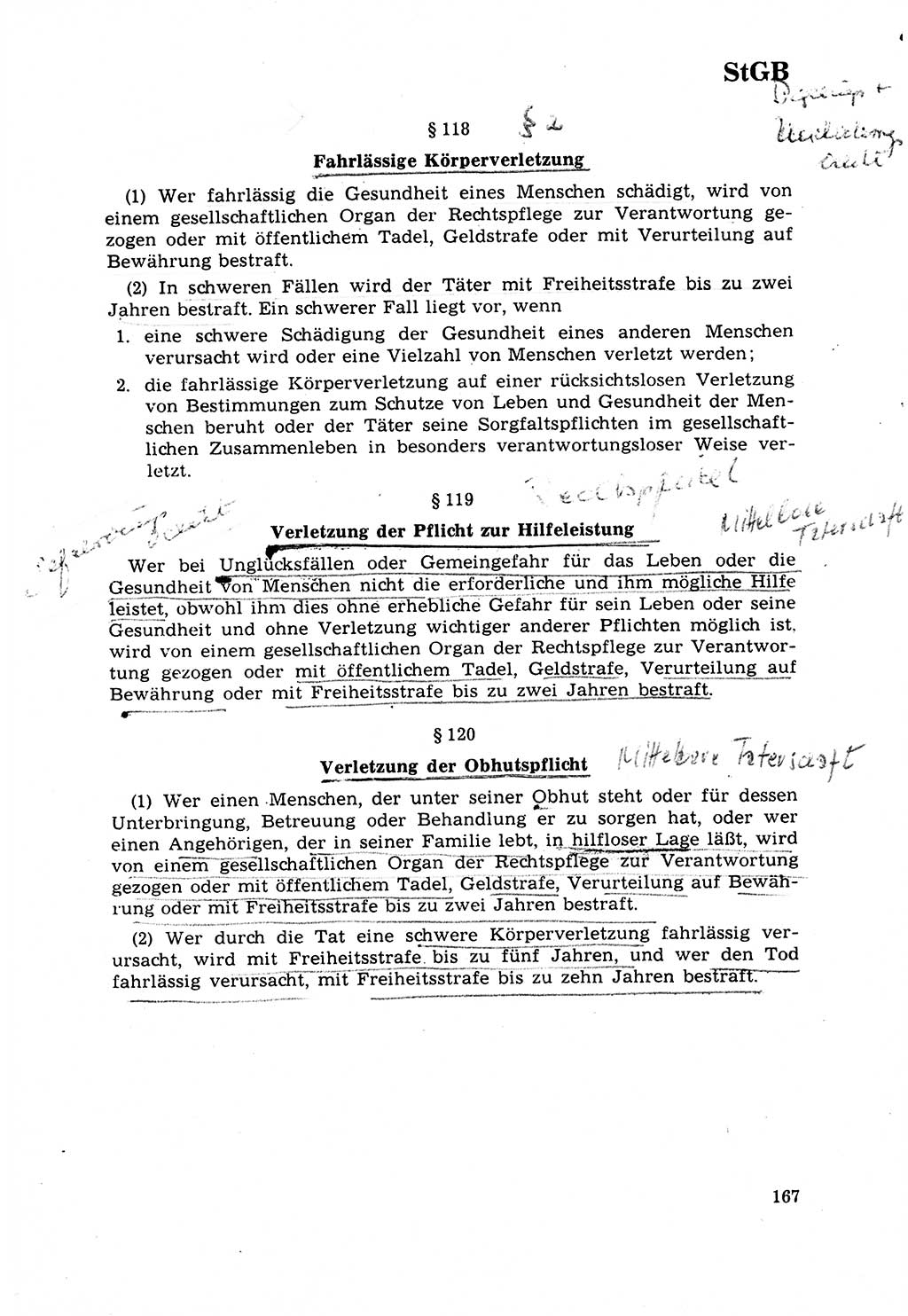 Strafrecht [Deutsche Demokratische Republik (DDR)] 1968, Seite 167 (Strafr. DDR 1968, S. 167)