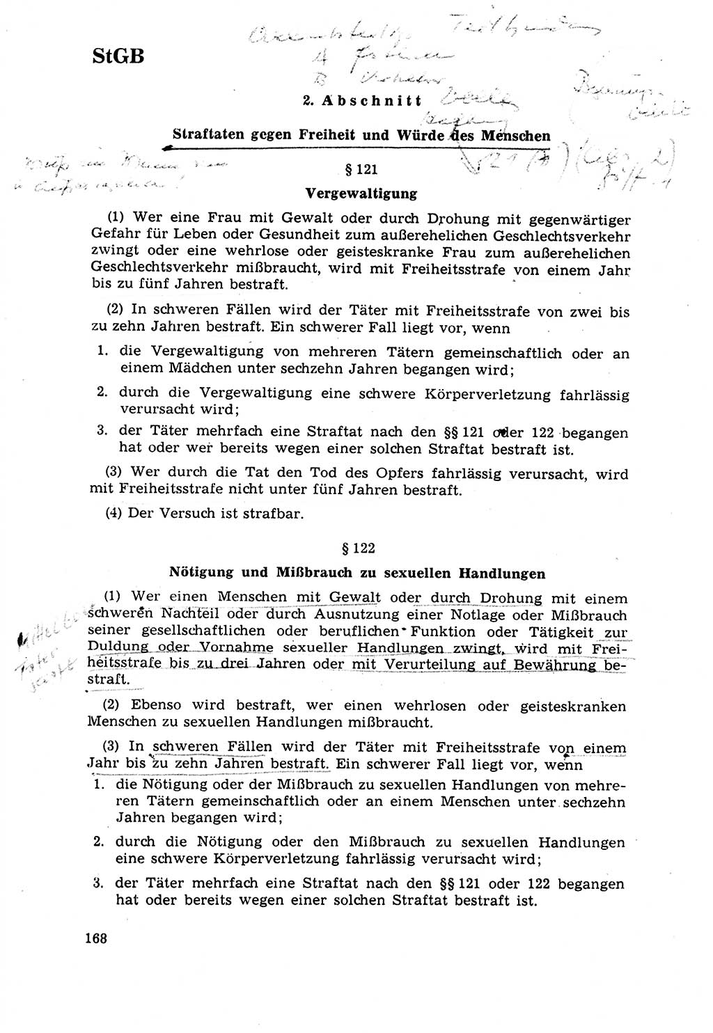 Strafrecht [Deutsche Demokratische Republik (DDR)] 1968, Seite 168 (Strafr. DDR 1968, S. 168)
