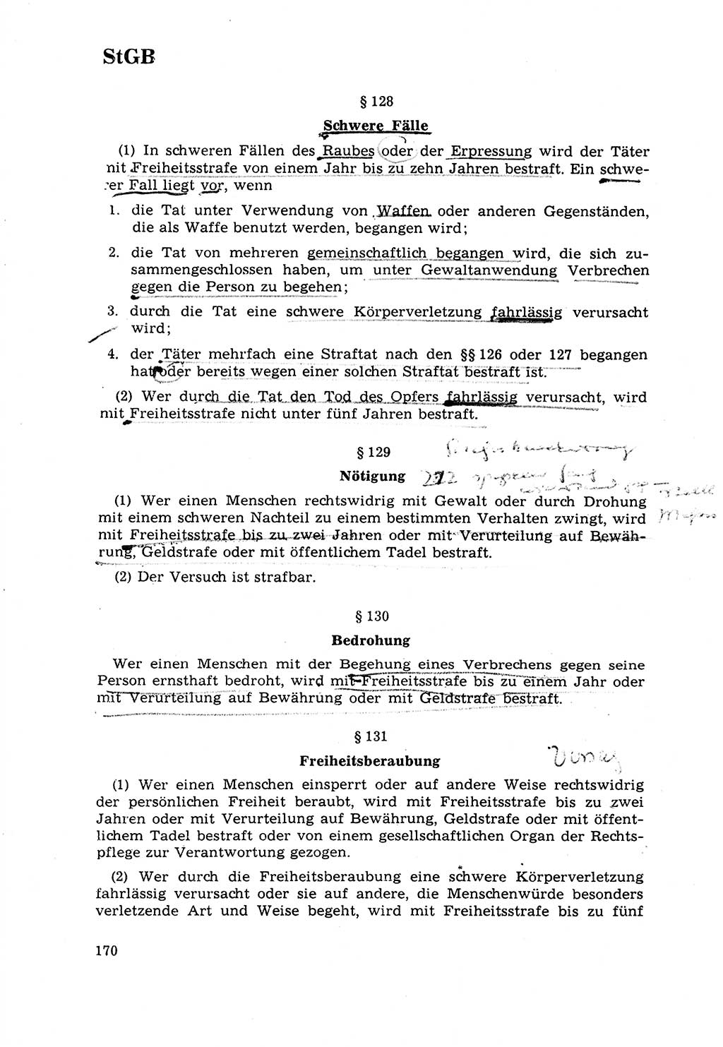 Strafrecht [Deutsche Demokratische Republik (DDR)] 1968, Seite 170 (Strafr. DDR 1968, S. 170)