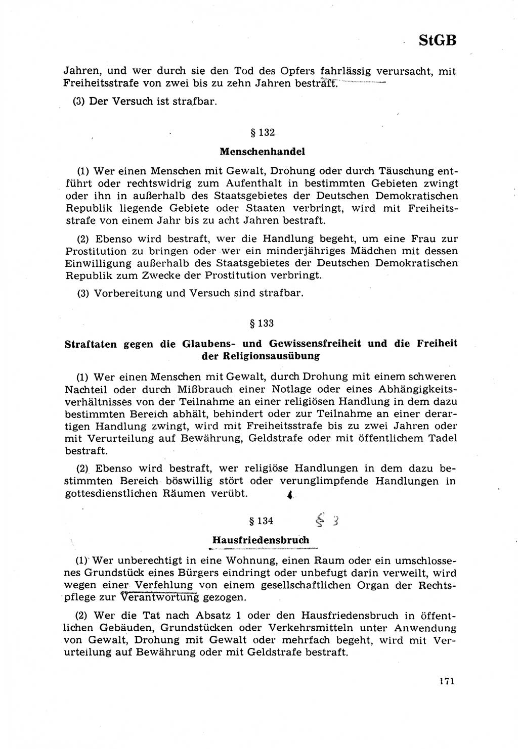 Strafrecht [Deutsche Demokratische Republik (DDR)] 1968, Seite 171 (Strafr. DDR 1968, S. 171)