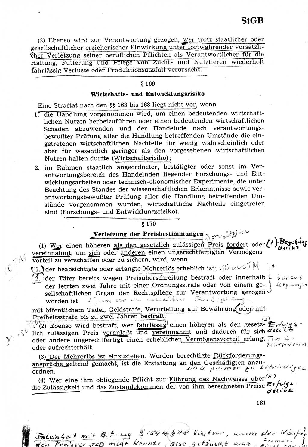 Strafrecht [Deutsche Demokratische Republik (DDR)] 1968, Seite 181 (Strafr. DDR 1968, S. 181)