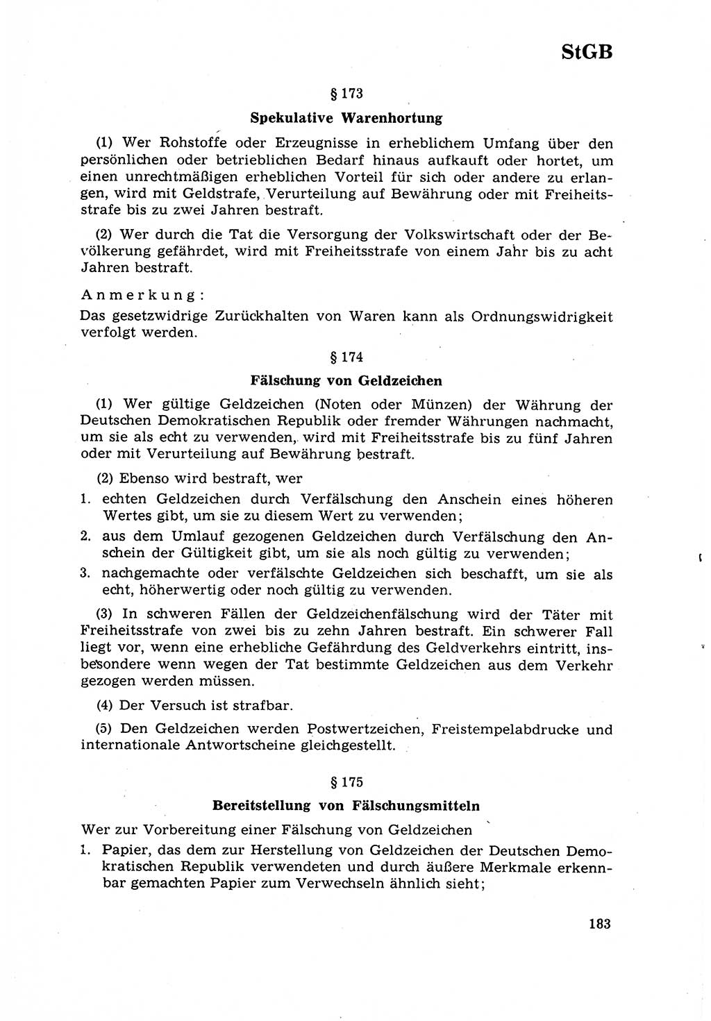 Strafrecht [Deutsche Demokratische Republik (DDR)] 1968, Seite 183 (Strafr. DDR 1968, S. 183)