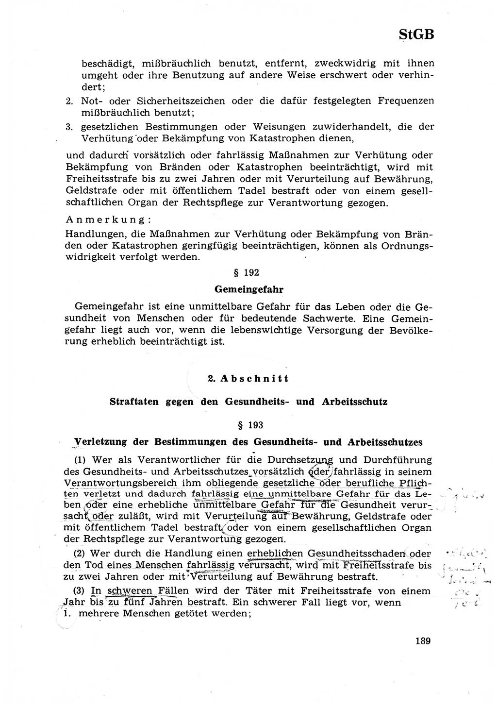 Strafrecht [Deutsche Demokratische Republik (DDR)] 1968, Seite 189 (Strafr. DDR 1968, S. 189)