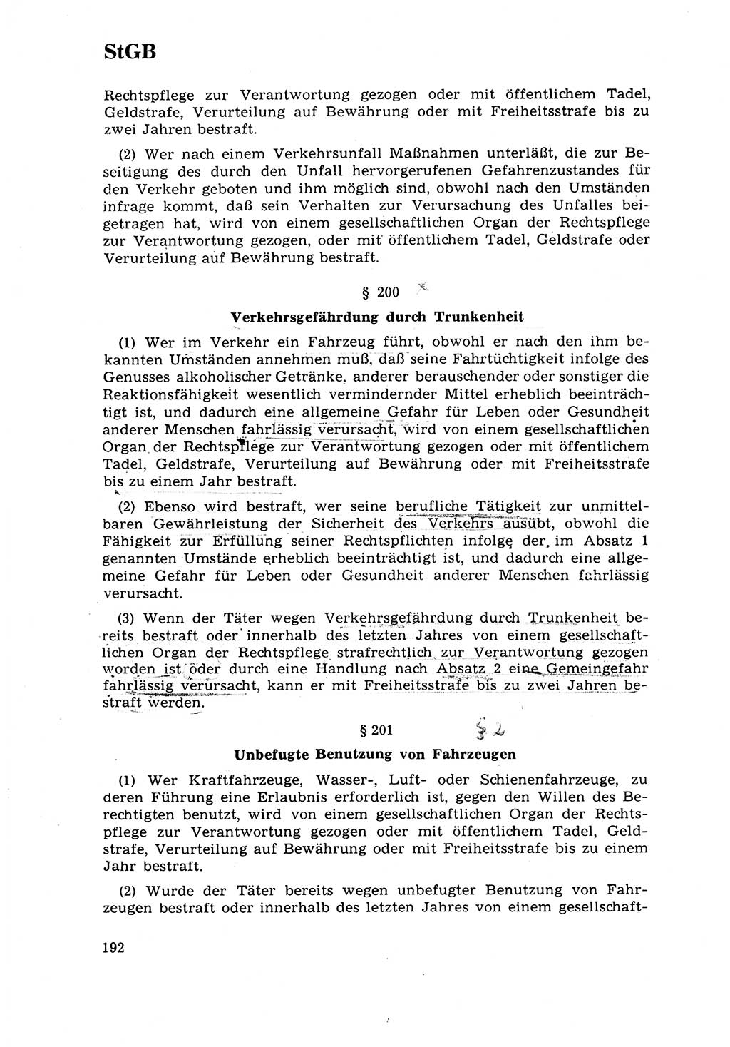 Strafrecht [Deutsche Demokratische Republik (DDR)] 1968, Seite 192 (Strafr. DDR 1968, S. 192)