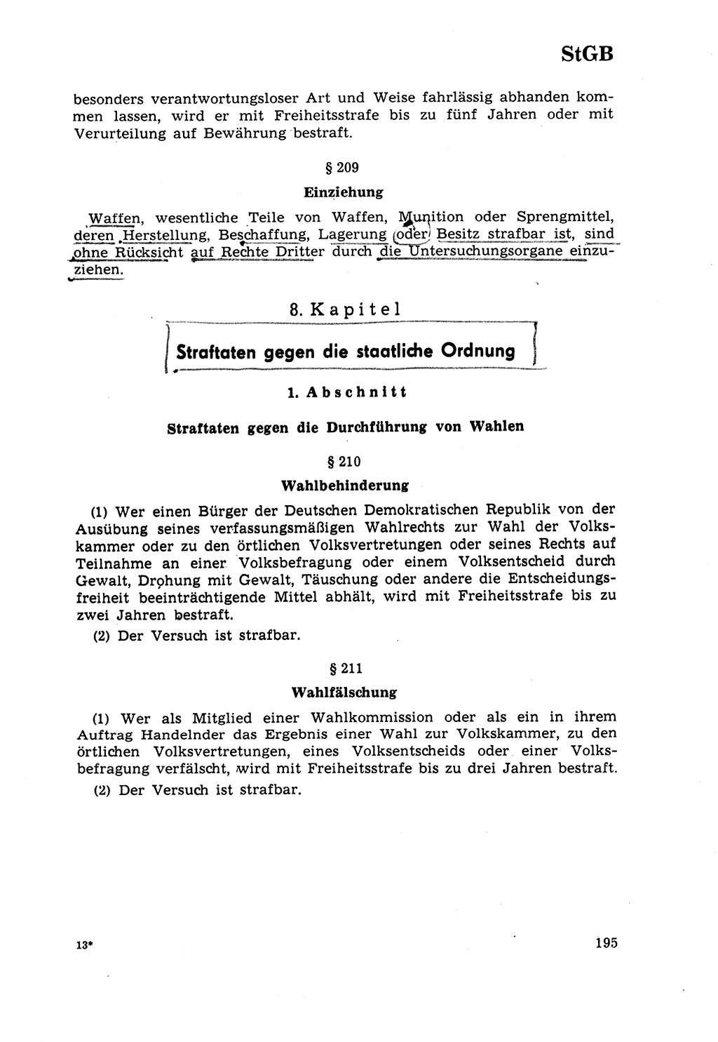 Strafrecht [Deutsche Demokratische Republik (DDR)] 1968, Seite 195 (Strafr. DDR 1968, S. 195)