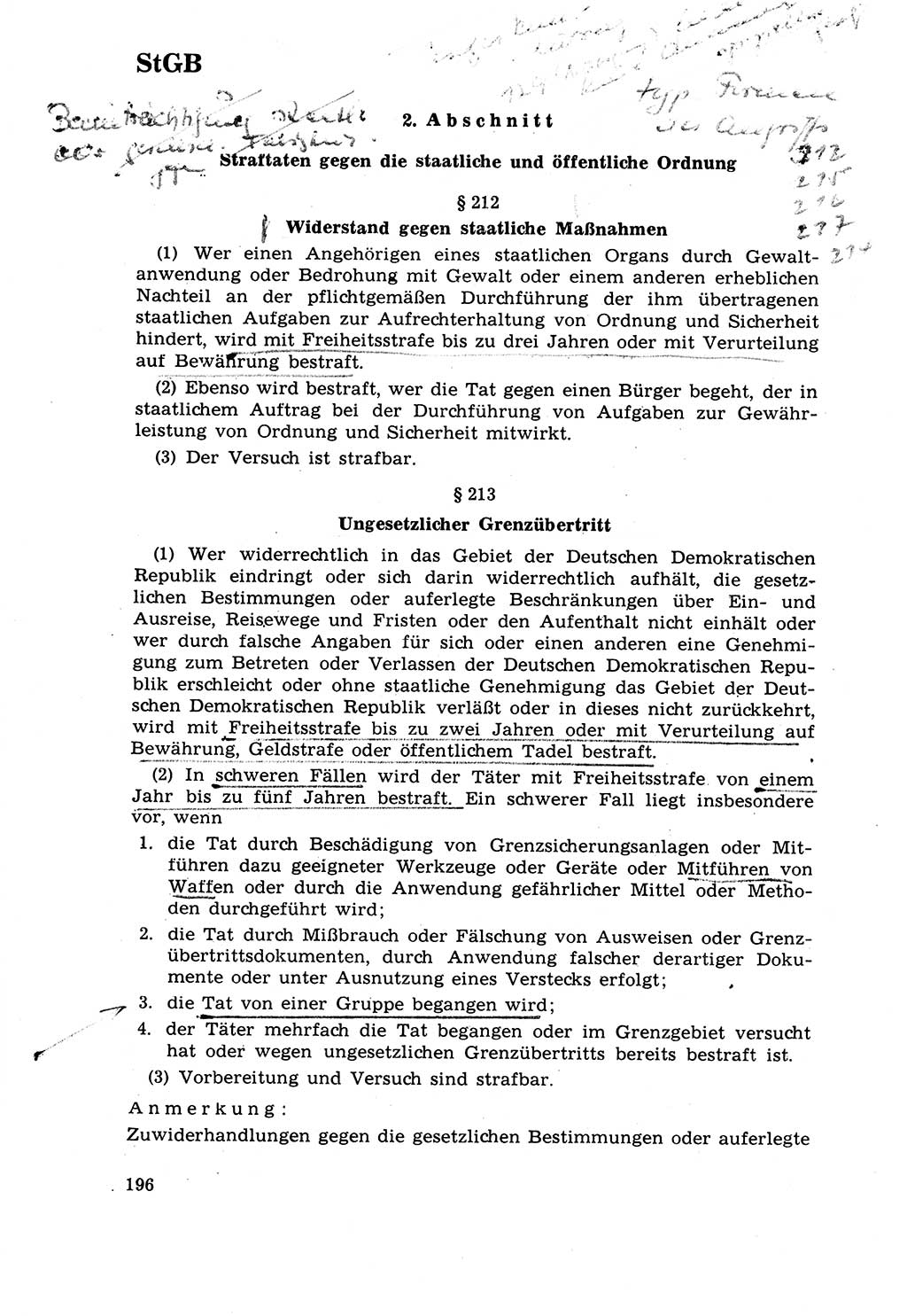 Strafrecht [Deutsche Demokratische Republik (DDR)] 1968, Seite 196 (Strafr. DDR 1968, S. 196)