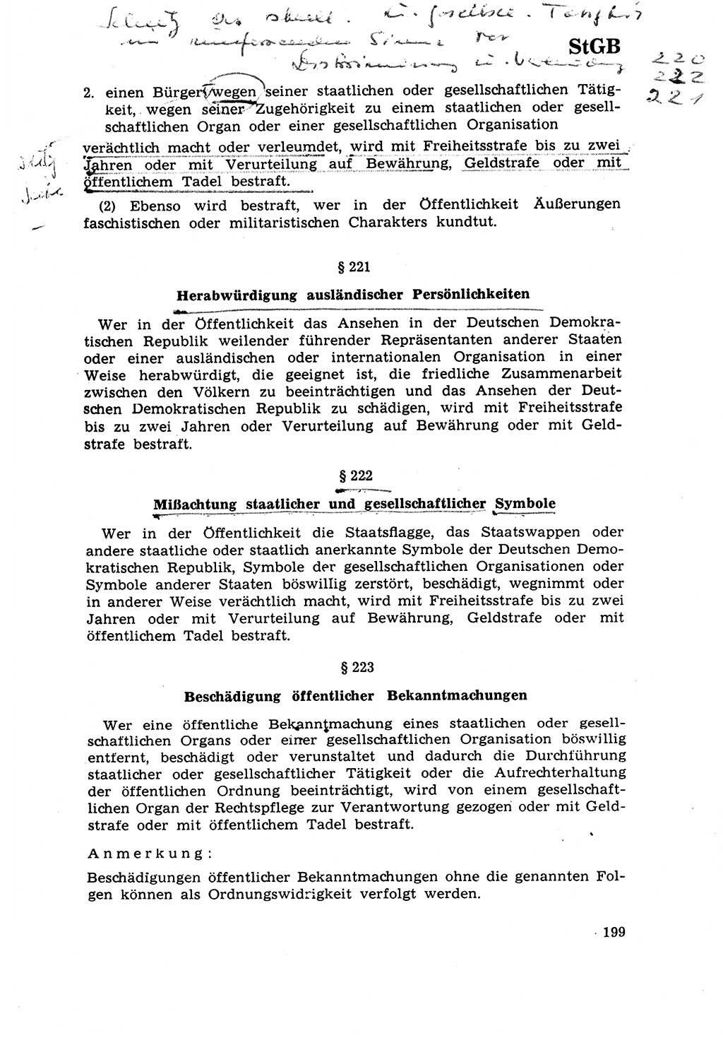 Strafrecht [Deutsche Demokratische Republik (DDR)] 1968, Seite 199 (Strafr. DDR 1968, S. 199)