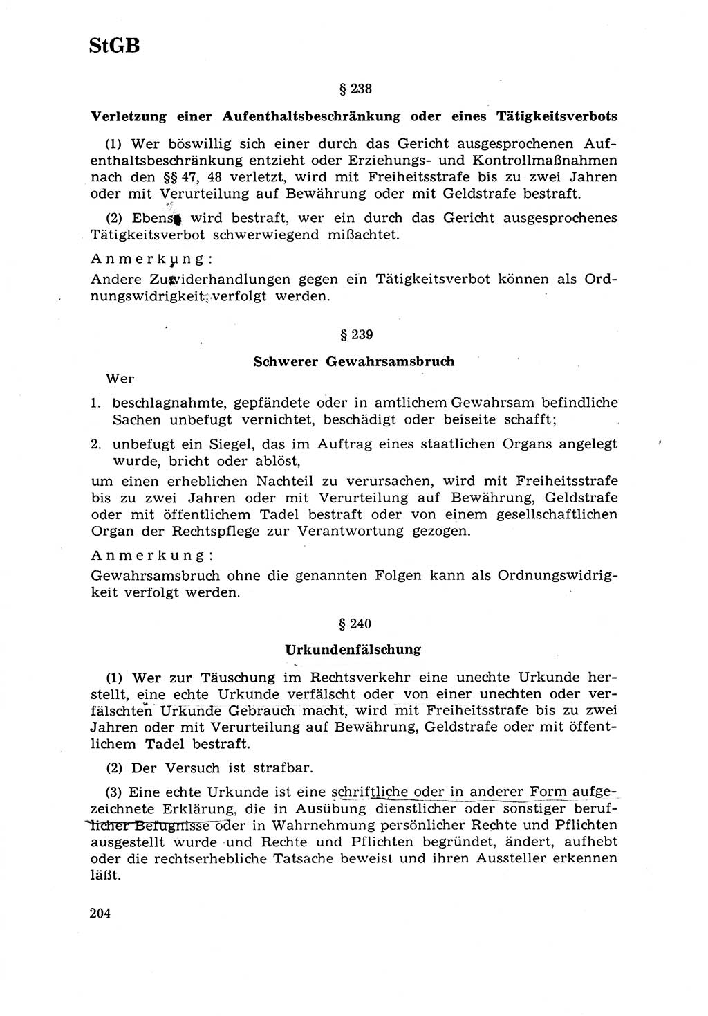 Strafrecht [Deutsche Demokratische Republik (DDR)] 1968, Seite 204 (Strafr. DDR 1968, S. 204)